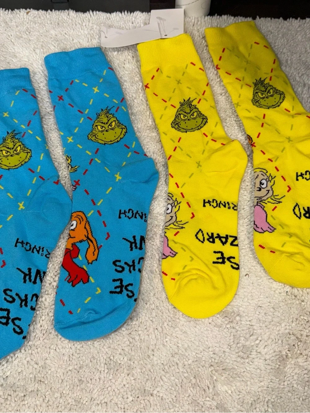 Dr. Seuss Blue & Yellow Novelty Cartoon Crew Socks McDonald’s